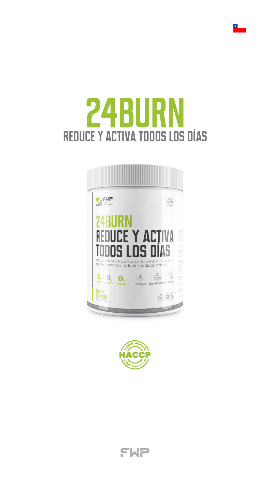 24Burn quemador de grasa natural con guaraná y vitaminas 
   B para metabolismo activo